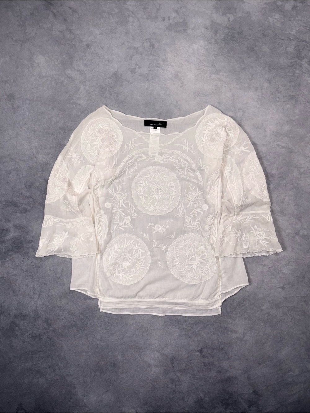 RARE ISABEL MARANT Floral White Luxury Casual Folk Y2K Grunge Shirt